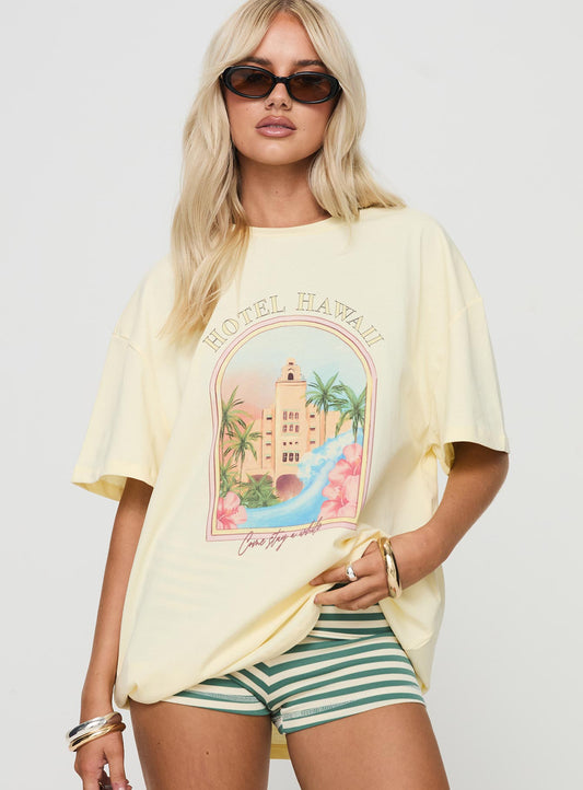 Hotel Hawaii Oversized Tee Yellow
