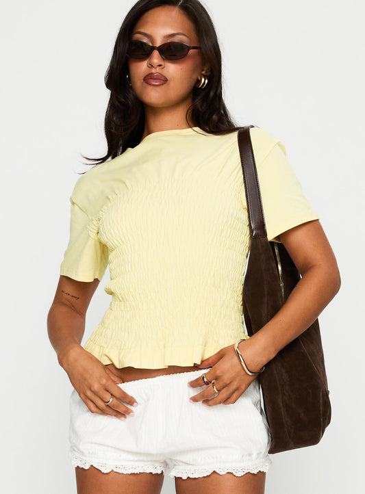 Maybe Tomorrow Ruched Top Lemon