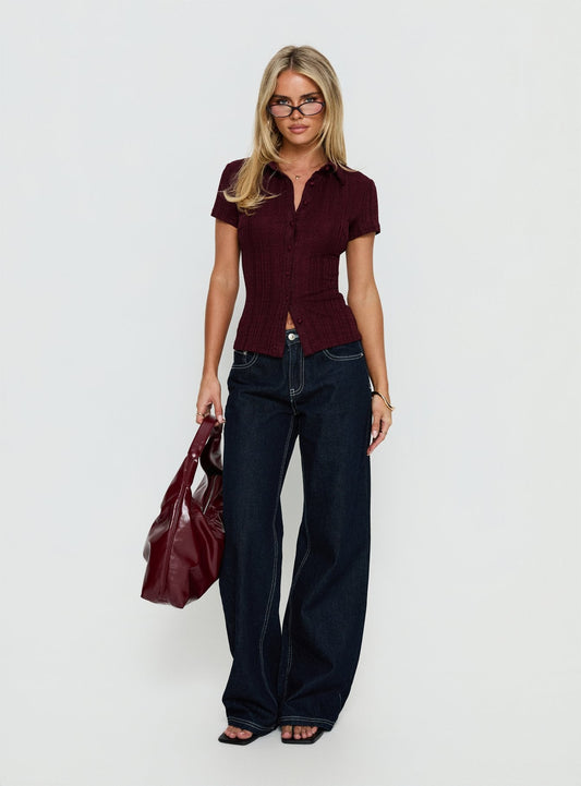 When You Sleep Short Sleeve Top Wine