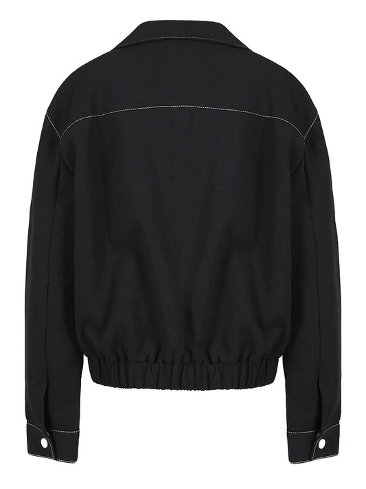 Contrast Topstitch Loose Jacket