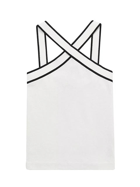 Contrast Lined Sleeveless Knitted Top