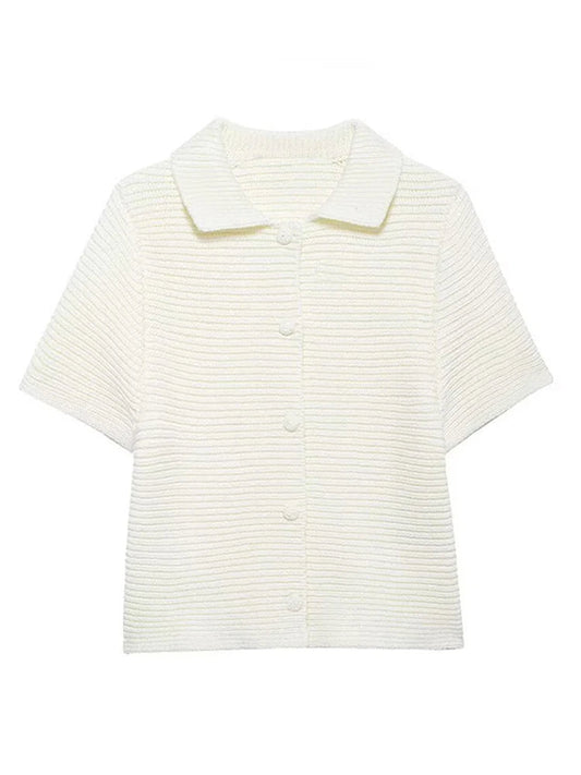 Casual Doll Collar Button Up Top