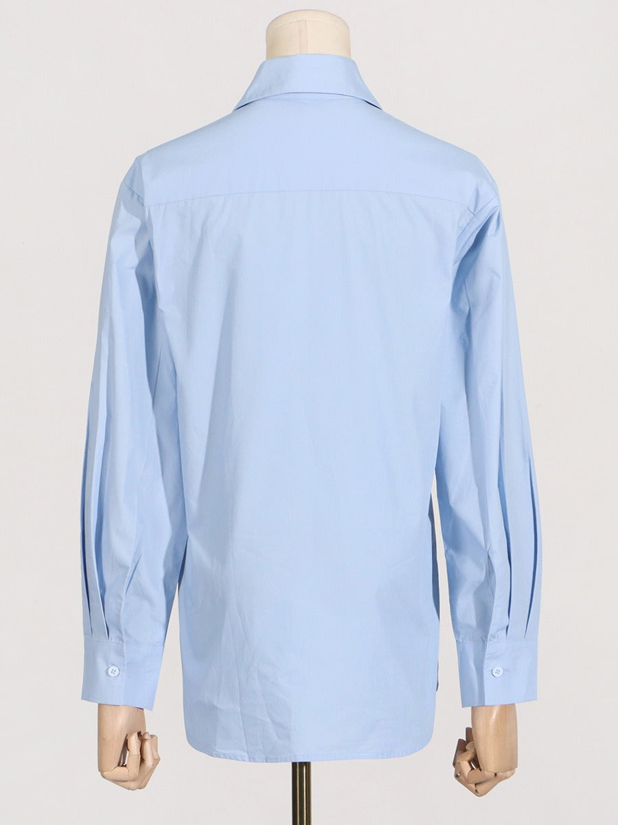 Flower Splicing Hollowed Out Slit Long Sleeved Top