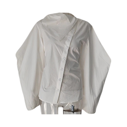 Irregular Collar Cotton Shirt