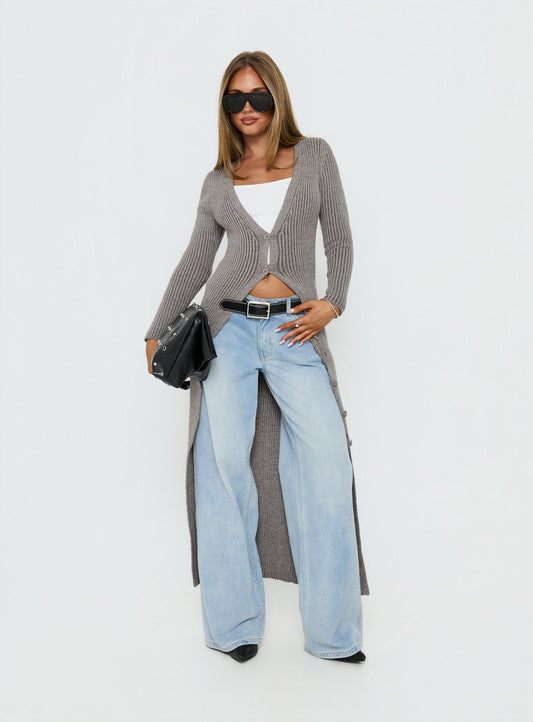 Early Nights Longline Cardigan Grey