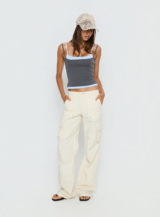 Maeka Layered Jersey Tank Top Grey / Blue