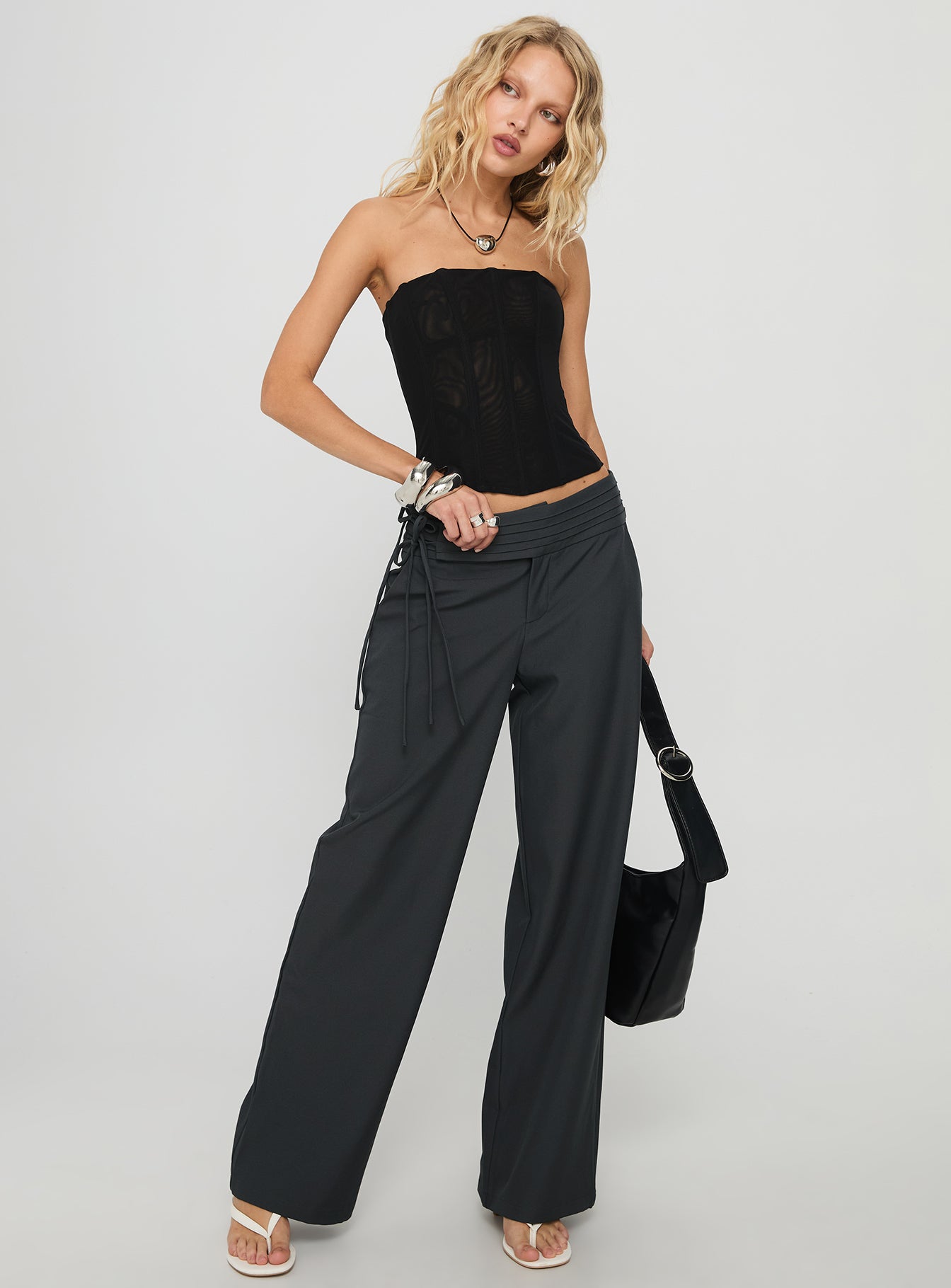 Oscuro Longline Mesh Corset Top Black