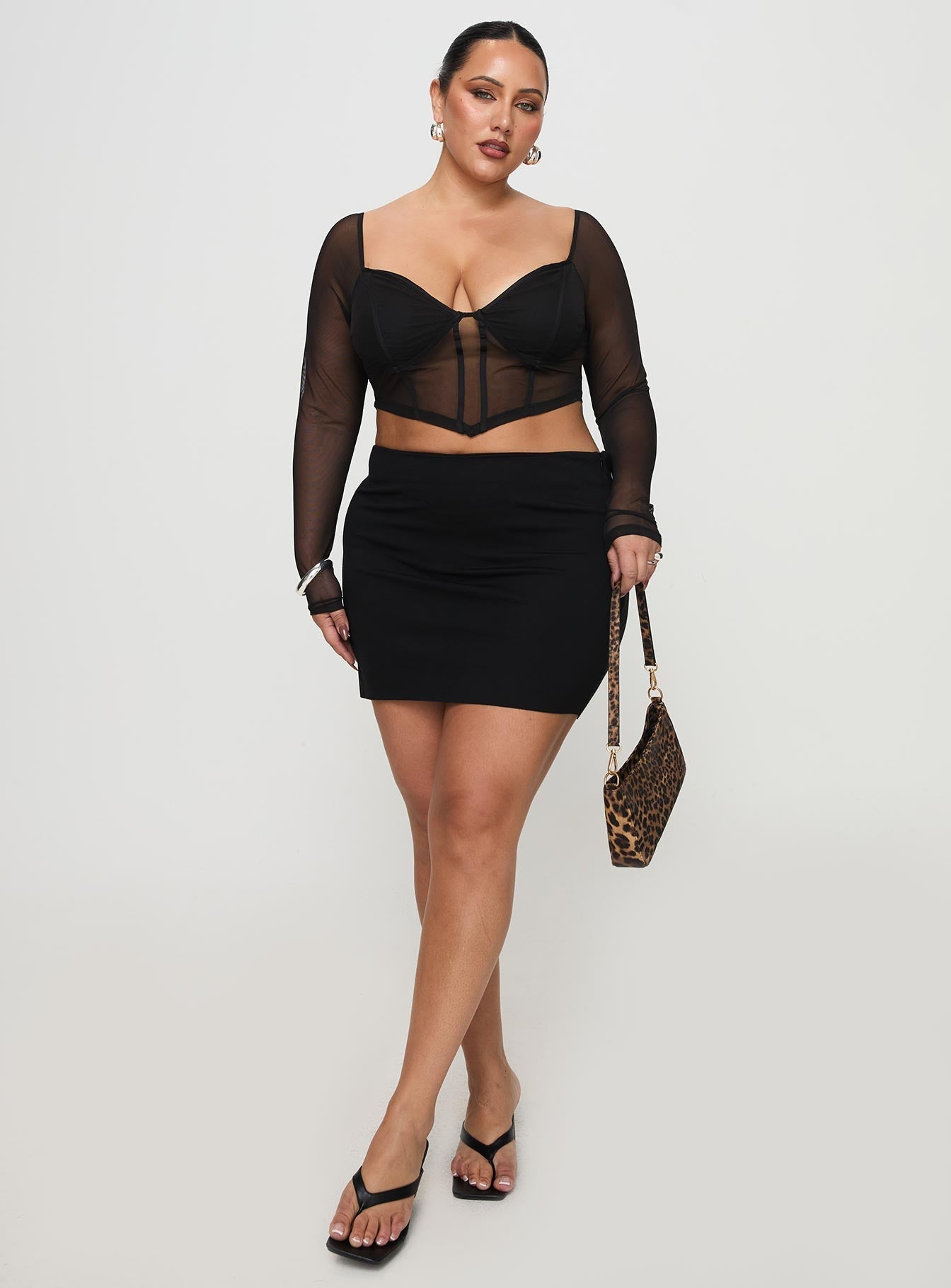 Maranta Long Sleeve Top Black Curve