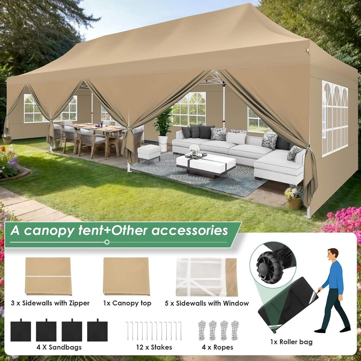 🔥 10x20 FT Premium Pop Up Canopy Tent | Heavy Duty Outdoor Event Shelter