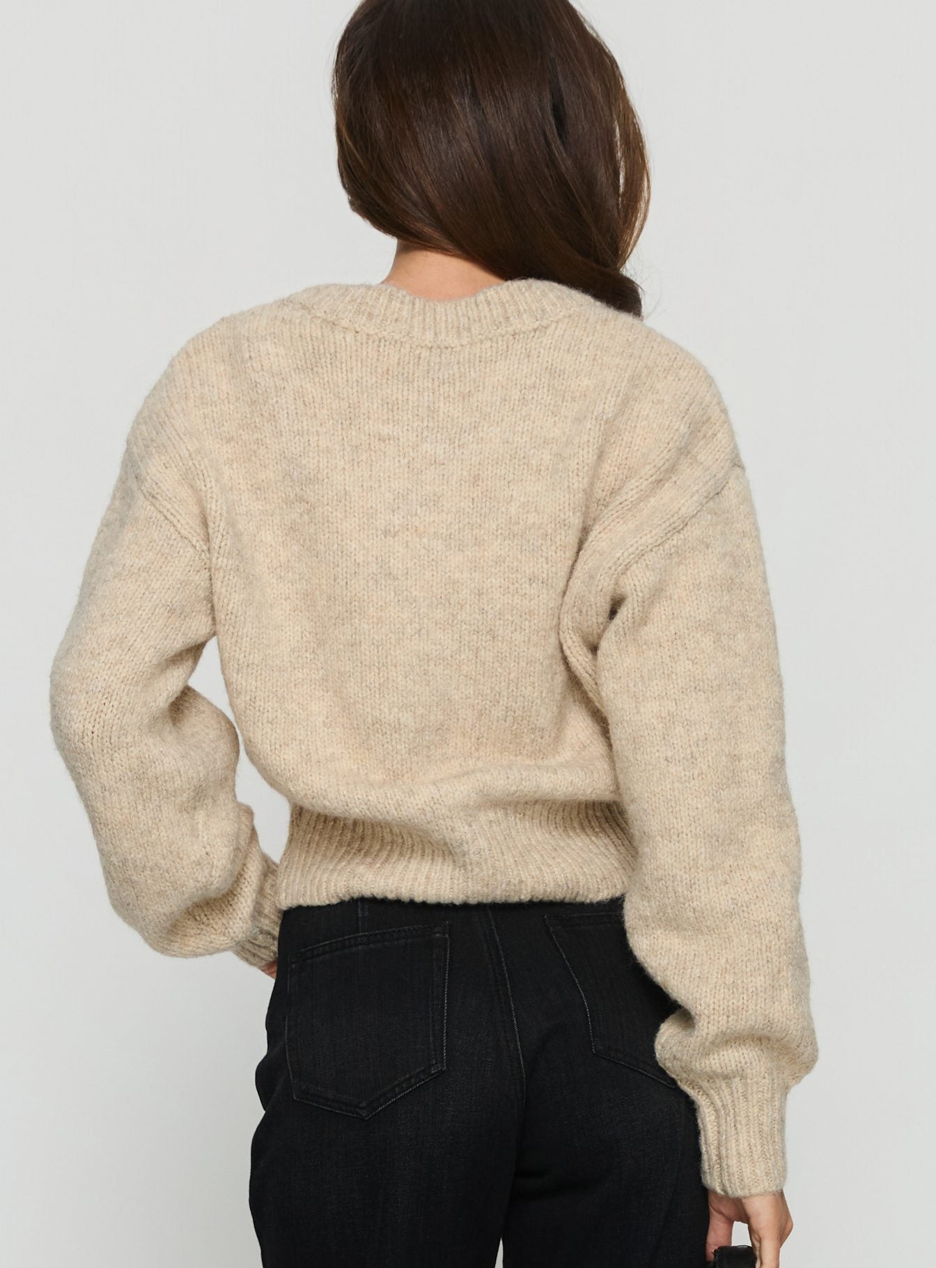 Trevonn Button Up Knit Cardigan Beige