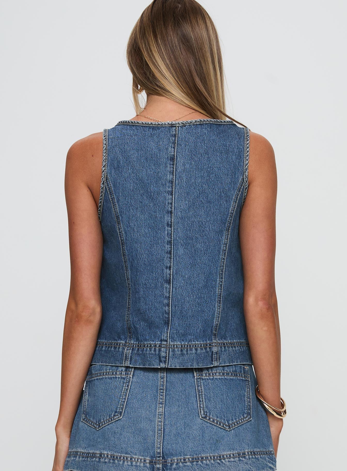 Stefenie Denim Tie Top Mid Wash Tall