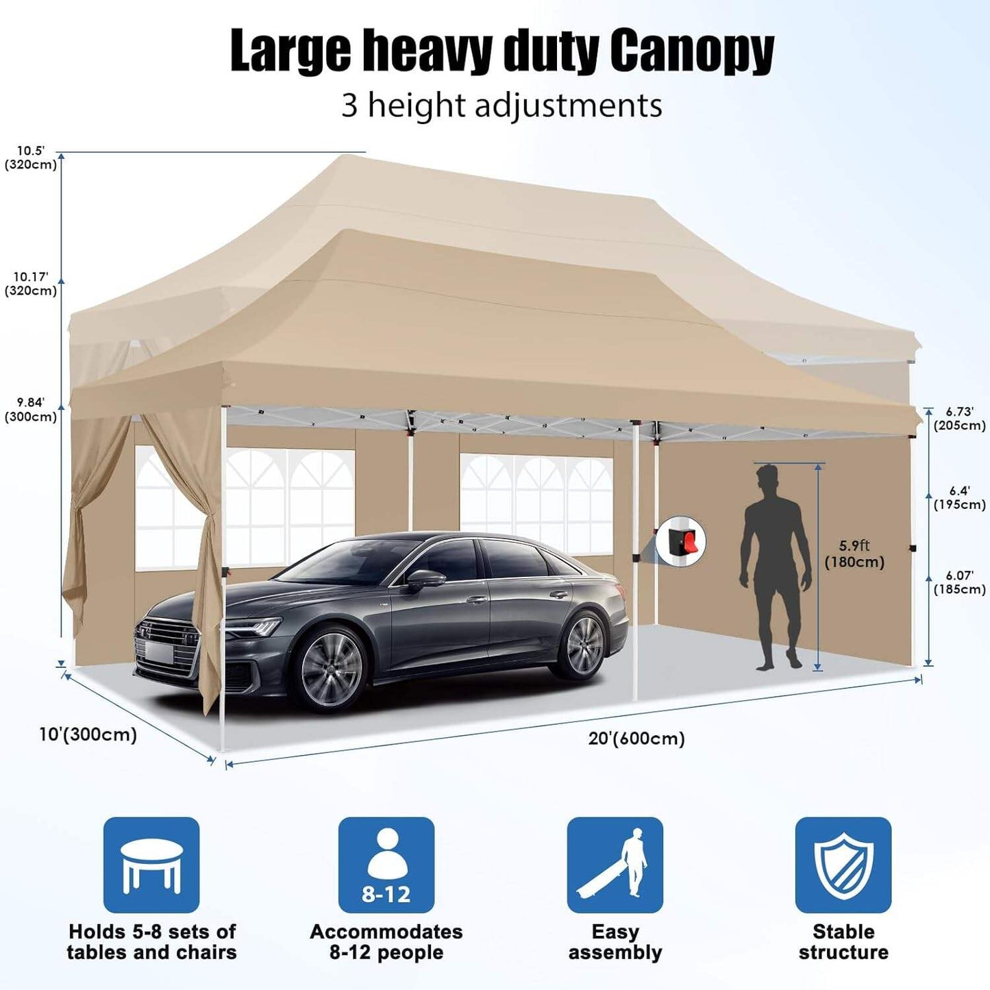🔥 10x20 FT Premium Pop Up Canopy Tent | Heavy Duty Outdoor Event Shelter