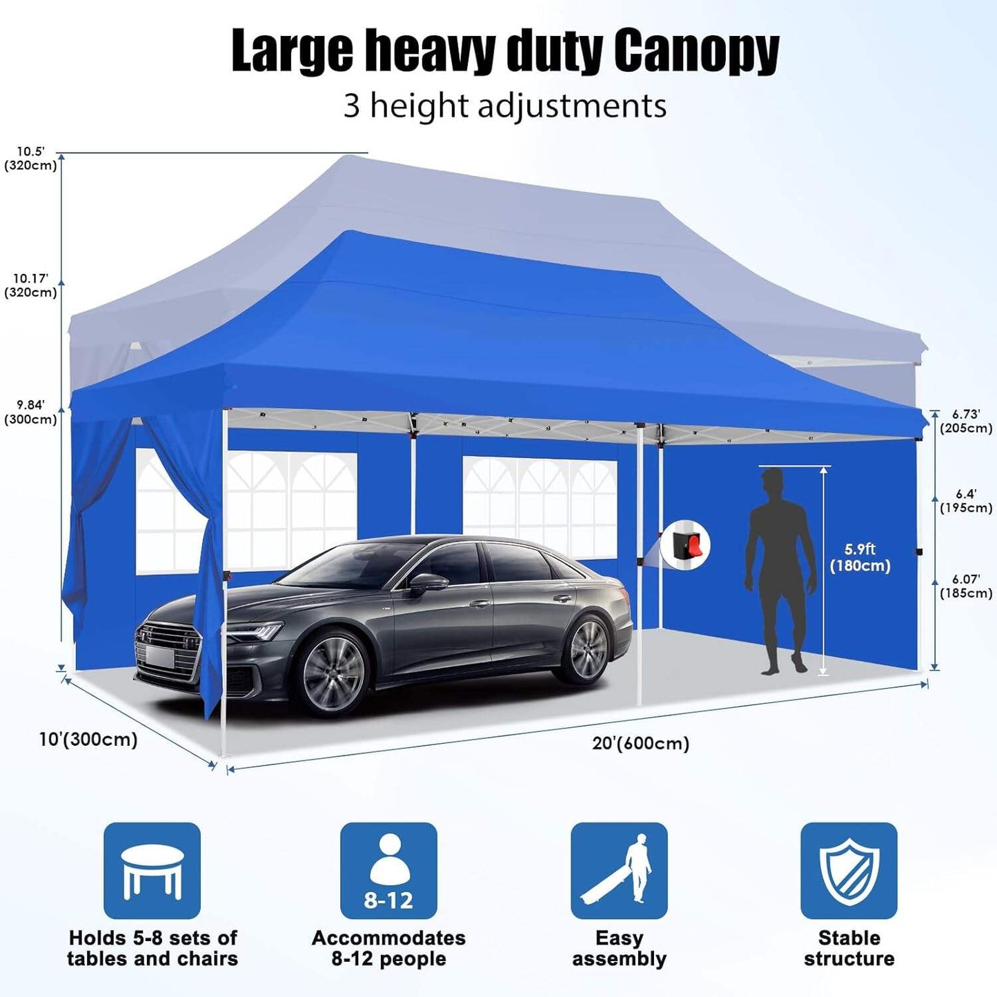 🔥 10x20 FT Premium Pop Up Canopy Tent | Heavy Duty Outdoor Event Shelter