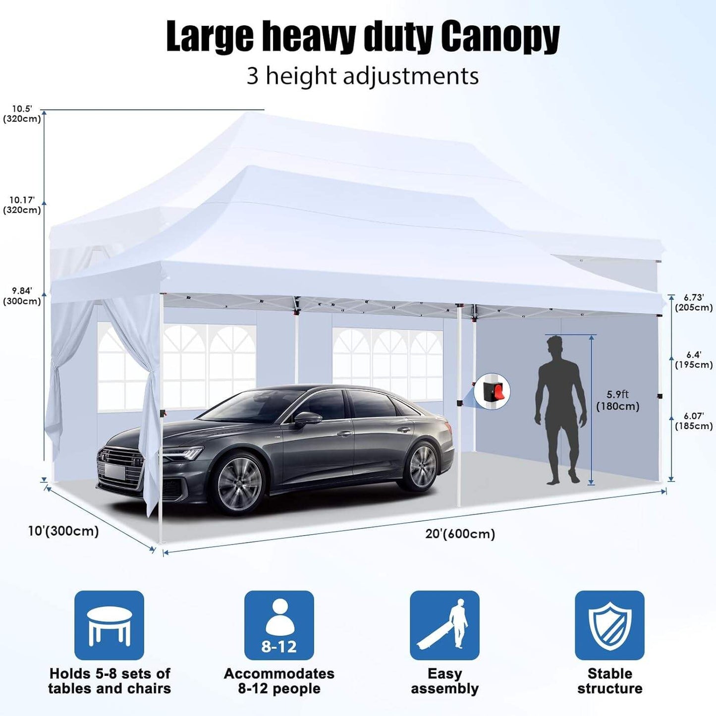 🔥 10x20 FT Premium Pop Up Canopy Tent | Heavy Duty Outdoor Event Shelter