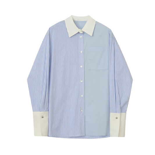 Half Stripes Button Down Shirt