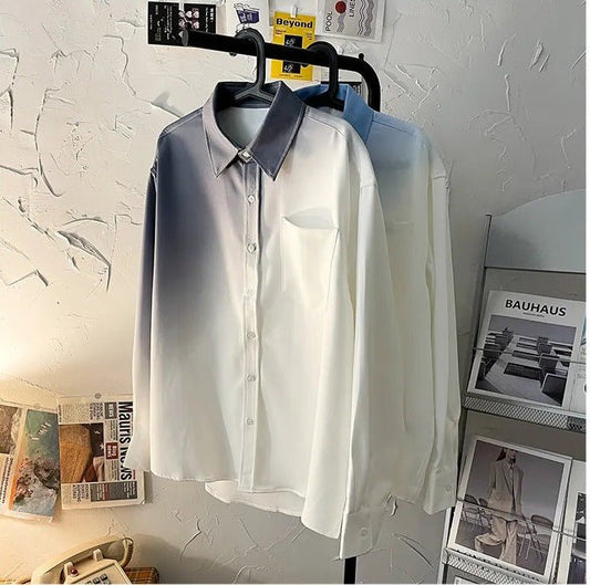 Gradient Long Sleeves Loose Shirt