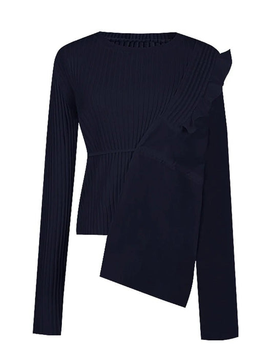 Half Shawl Spliced Knit Top