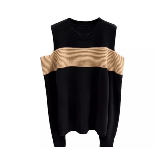 Hallow Out Shoulder Knit Sweater